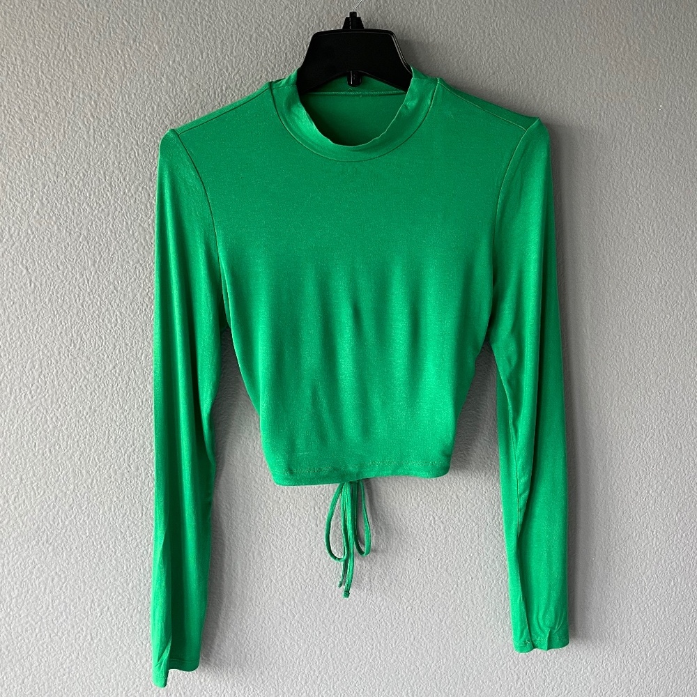 Backless Stretchy Emerald Green Crop Top
